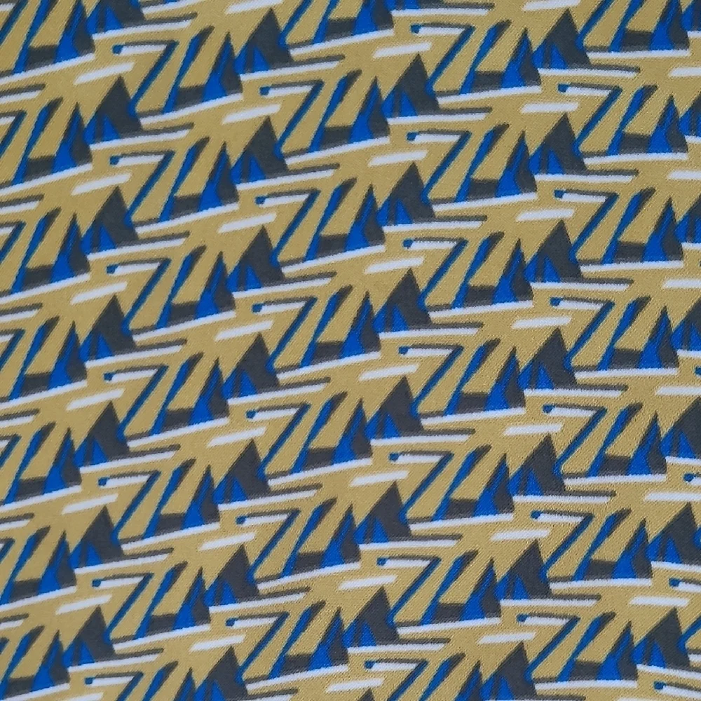 House of Harlow 1960 Gold & Blue Geometric Print Satin Blouse - Size XS